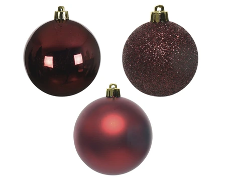 Kerstballen Plastic Ø8cm Ossenbloed Rood 34st