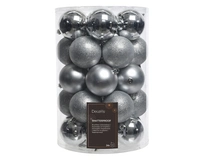 Kerstballen Plastic Ø8cm Zilver 34st