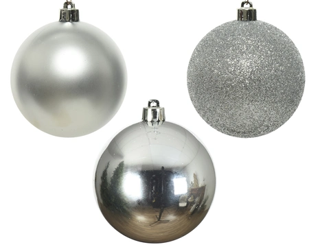 Kerstballen Plastic Ø8cm Zilver 34st