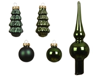 Kerstballen Set Glas Dennengroen 13-delig