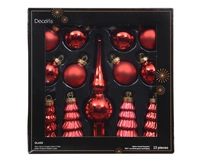 Kerstballen Set Glas Kerstrood 13-delig