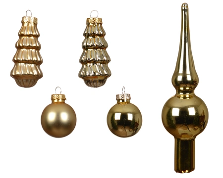Kerstballen Set Glas Licht Goud 13-delig