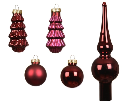 Kerstballen Set Glas Ossenbloed Rood 13-delig