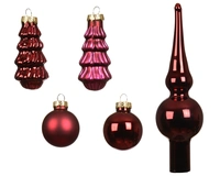 Kerstballen Set Glas Ossenbloed Rood 13-delig