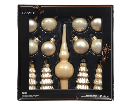 Kerstballen Set Glas Parel 13-delig