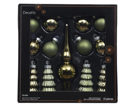 Kerstballen Set Glas Rosemarijn 13-delig