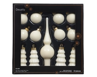 Kerstballen Set Glas Wolwit 13-delig
