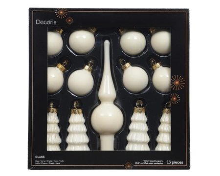 Kerstballen Set Glas Wolwit 13-delig