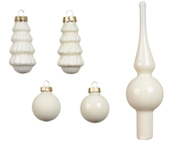 Kerstballen Set Glas Wolwit 13-delig