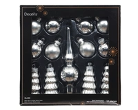 Kerstballen Set Glas Zilver 13-delig