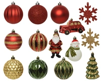 Kerstballen Set Plastic Rood Groen en Goud 25-delig