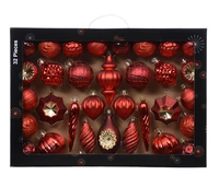 Kerstballen Set Plastic Kerst Rood 32-delig
