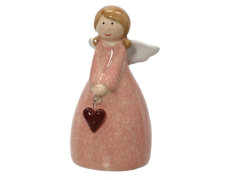 Kerstbeeld Engel Dolomiet Roze 13,2cm