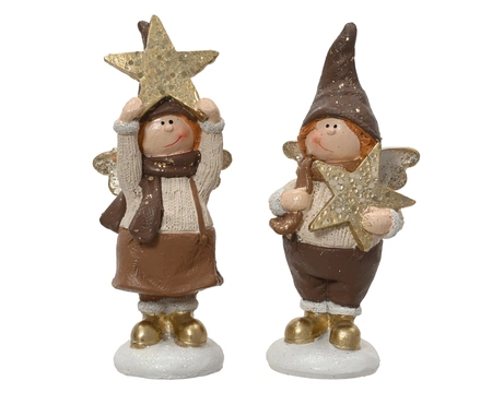 Kerstbeeld Engel met Ster 14,5cm Assorti 1st