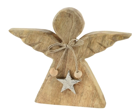 Kerstbeeld Kerstengel Mangohout 14,5cm