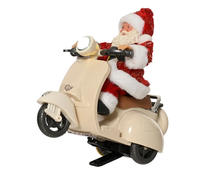 Kerstdecoratie Kerstman op Scooter LED 20cm