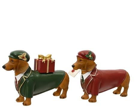 Kerstbeeld Teckel Cadeau Staand Assorti 1st