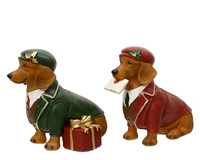 Kerstbeeld Teckel Cadeau Zittend Assorti 1st
