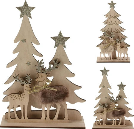 Kerstboom met Rendieren 30cm Assorti 1st