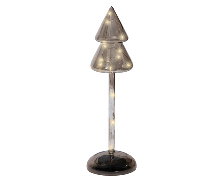 Kerstboompje Glas LED Grijs 29cm
