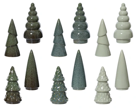 Kerstboompje Porselein Groen 15,6cm Assorti 1st