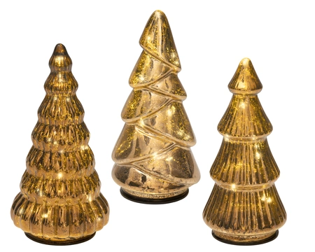 Kerstboompjes Set 8 LED 17,5cm Bruin 3st