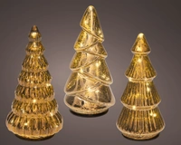 Kerstboompjes Set 8 LED 17,5cm Bruin 3st
