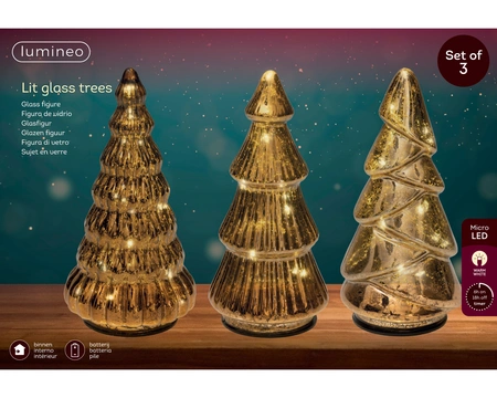Kerstboompjes Set 8 LED 17,5cm Bruin 3st
