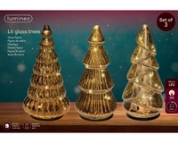 Kerstboompjes Set 8 LED 17,5cm Bruin 3st