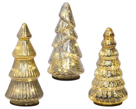 Kerstboompjes Set 8 LED 17,5cm Goud 3st