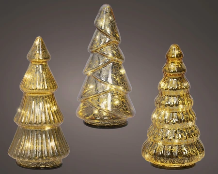 Kerstboompjes Set 8 LED 17,5cm Goud 3st