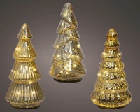 Kerstboompjes Set 8 LED 17,5cm Goud 3st