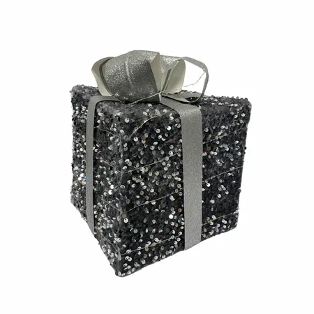 Kerstdecoratie Cadeau LED Zilver 20cm