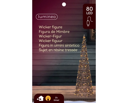 Kerstdecoratie Kegel Wicker 80 LED 60cm Bruin 