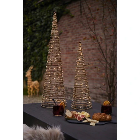Kerstdecoratie Kegel Wicker 80 LED 60cm Lichtbruin