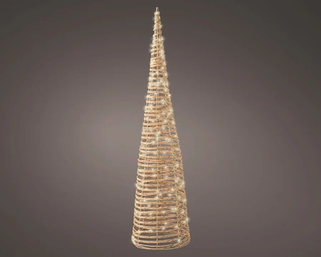 Kerstdecoratie Kegel Wicker 80 LED 60cm Lichtbruin