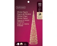 Kerstdecoratie Kegel Wicker 80 LED 60cm Lichtbruin