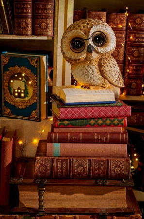 Kerstfiguur Boek met LED Blauw 22cm