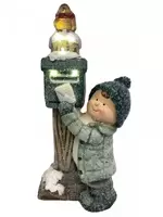 Kerstfiguur Jongen met Brievenbus LED 43cm