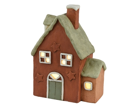Kersthuisje LED Bruin 33cm