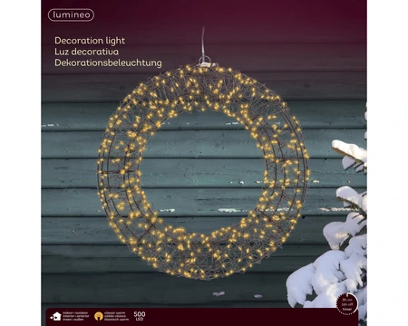 Lumineo Kerstkrans Metaal 500 LED Ø38cm