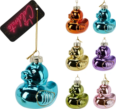 Kerstornament Badeend Glas Assorti 1st