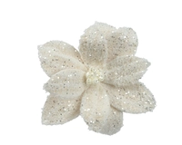 Kerstornament Bloem Clip Kunstbont Crème Ø28cm