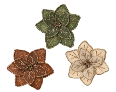 Kerstornament Bloem op Clip Ø20cm Assorti 1st