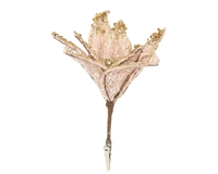 Kerstornament Bloem op Clip Glitter Bouclé Roze Ø18cm 1st