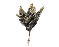 Kerstornament Bloem op Clip Glitter Bouclé Zwart Ø18cm 1st