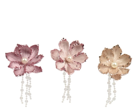 Kerstornament Bloem op Clip Magnolia Ø10cm Assorti 1st
