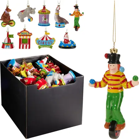 Kerstornament Circus Glas Assorti 1st