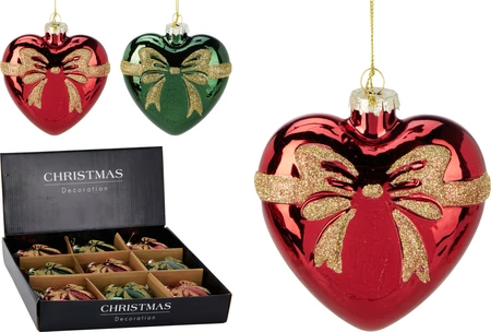 Kerstornament Hartje Strik 10cm Assorti 1st