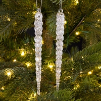 Kerstornament IJspegel Glitter Zilver 2st